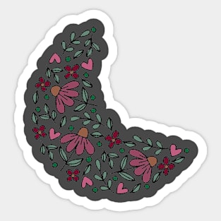 Floral Moon Design Sticker